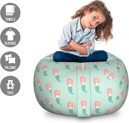 Miniatura 225 de Lunarable Silla de almacenamiento para adolescentes, coloridos patines de estilo retro, para actividades juveniles, para niñas y niños, divertido