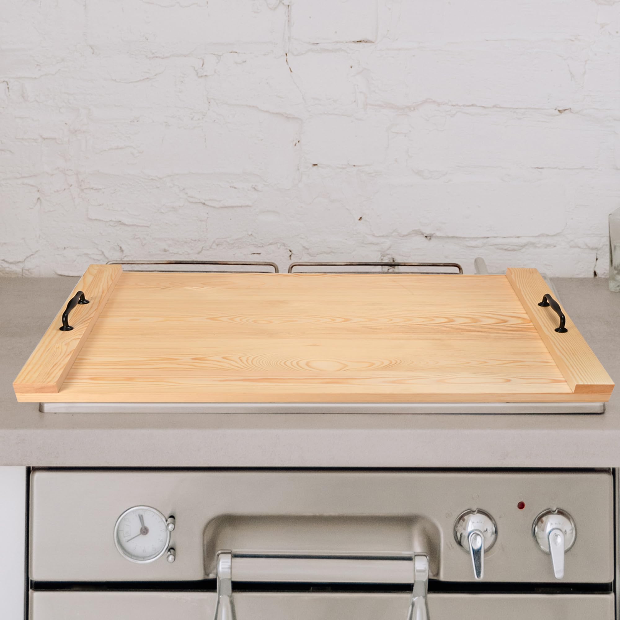 WILLOWDALE Noodle Board Stove Cover Cutting Board with Handle, Wood Stove Top Cover Board for Gas Stove & Electric Stove, Large Serving Tray Stove Burner Covers Kitchen Sink Cover for Counter Space