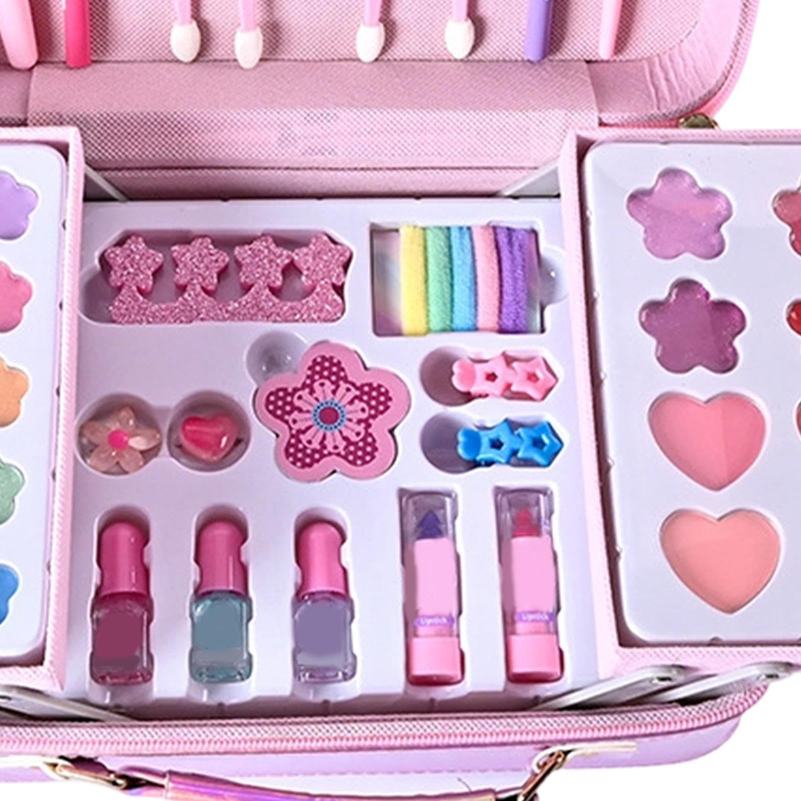 Kit Di Trucco Per Bambini Giocattolo Cosmetico Reale con Borsetta a Forma | Trucco da Principessa per le Ragazze Per Giochi Di Imitazione Compleanni Feste E Travestimenti