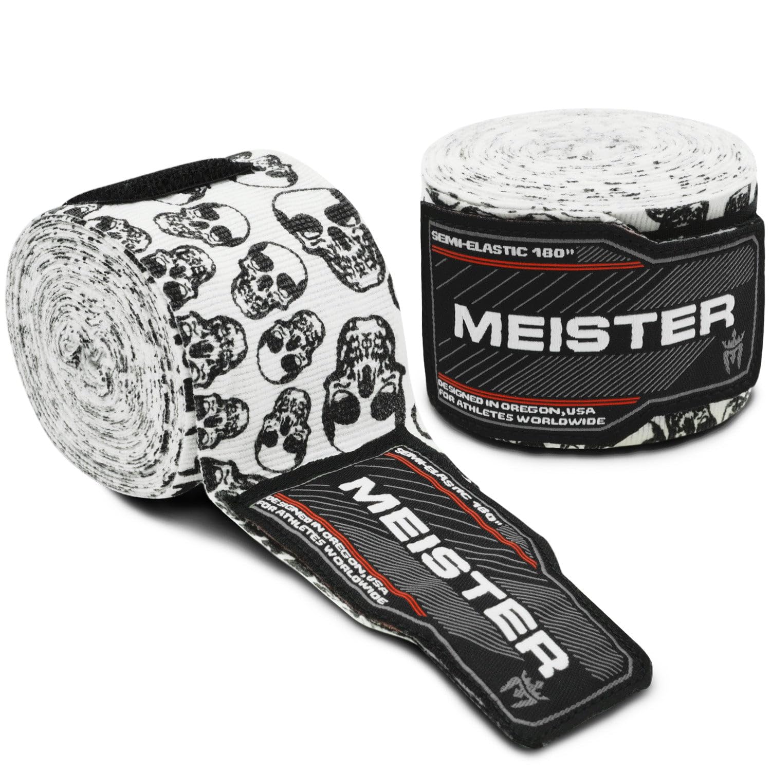 Meister Adult 180" Semi-Elastic Hand Wraps for MMA & Boxing (Pair)