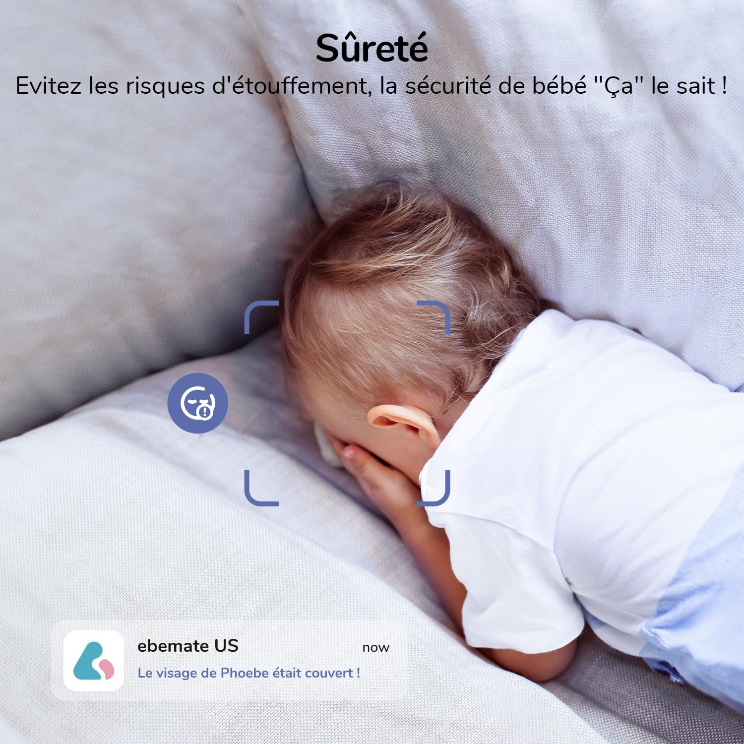2.5K/4MP Babyphone Intelligent - Babyphone avec Caméra pour Téléphones et Montres Intelligentes, Soins Intelligents, Détection des Cris, Analyse du Sommeil par IA, Veilleuse, Berceuse (WLAN)