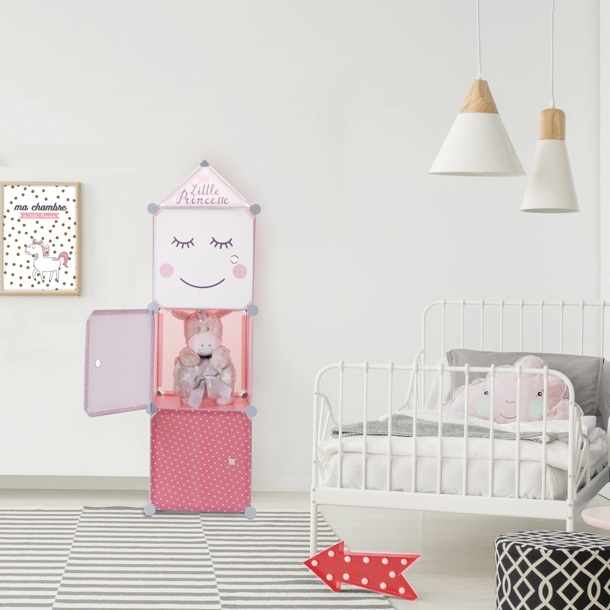 HOME DECO KIDS - Rg9220 - Rangement Armoire Modulable 3 Cubes Fille Enfant Deco Chambre Mobilier Decoration Meuble