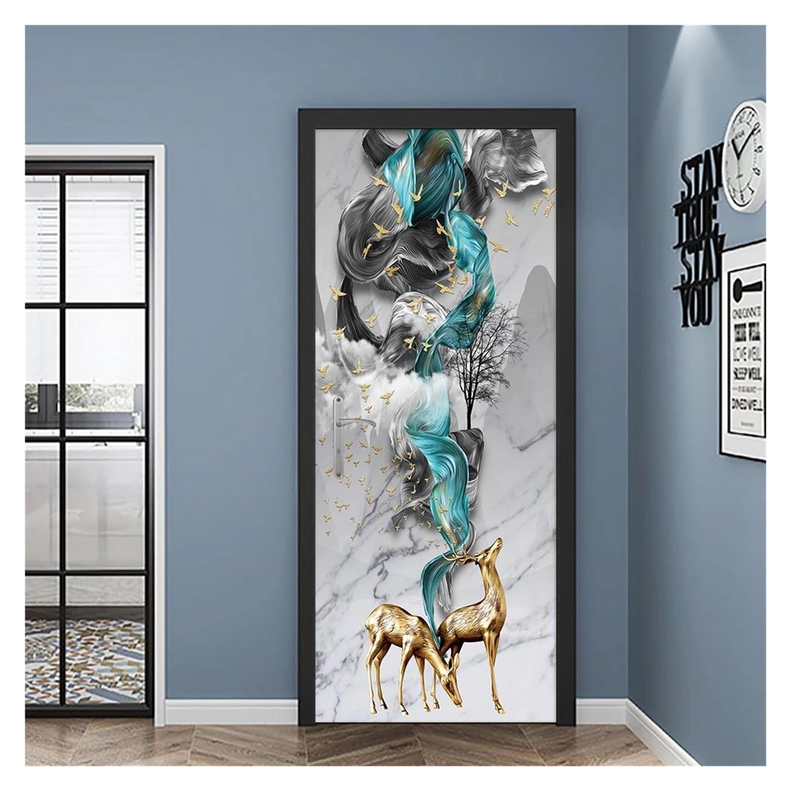 Autocollant mural 3D de porte étanche pour masquer les imperfections