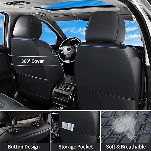 Miniatura 3 de Huidasource Tundra - Fundas de asiento delantero y trasero, de cuero, protector de cojín impermeable para asiento de automóvil, apto para Toyota