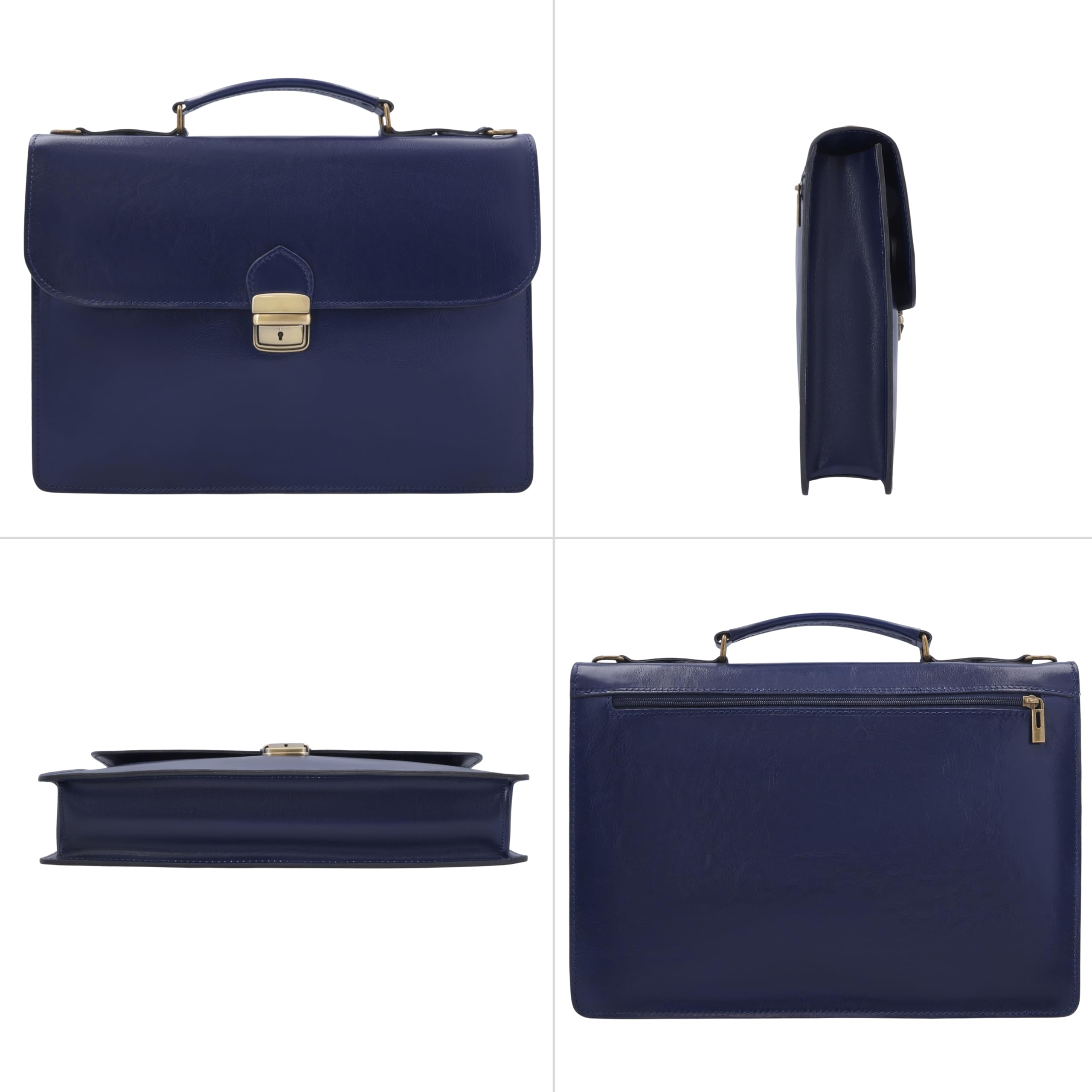 Gusti Leder Borsa da lavoro da donna Farina - blu scuro pelle bovina con portapenne, tracolla rimovibile