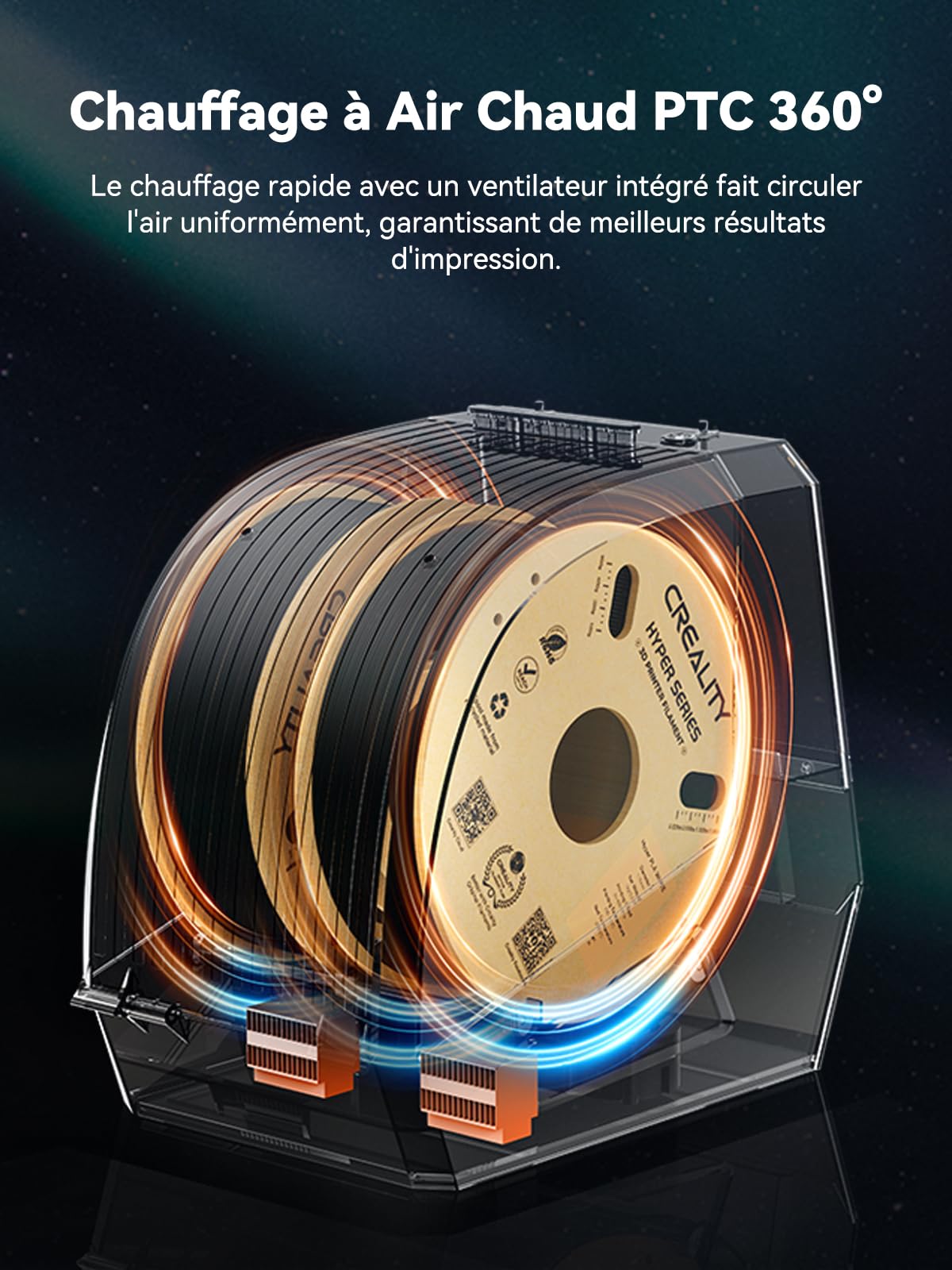 Creality Space Pi Plus Sèche-filament, Boîte de Séchage de Filament pour Imprimante 3D à 2 Bobines avec Ventilateur Intégré, Déshydrateur de Filament pour 1,75/2,85 mm PLA PETG ABS TPU Nylon