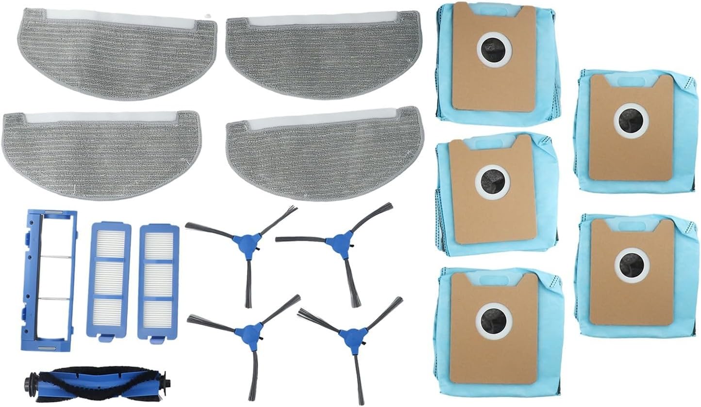 17 Pack Vacuum Accessories Kit for RoboVac and Plus, Includes Roller Brush Side Brushes FILTERSs Mop Cloths Dust Bags