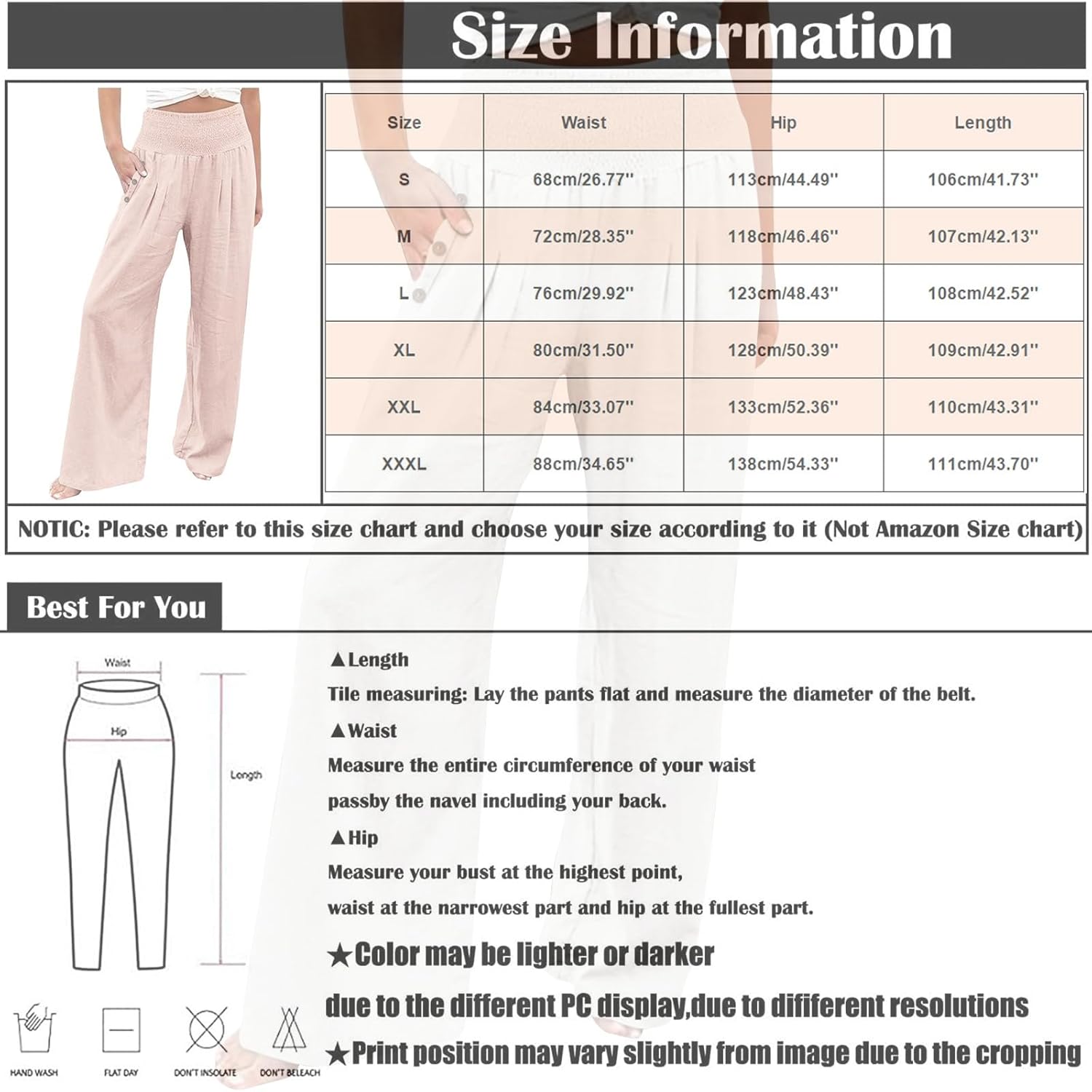 Linen Palazzo Pants for Women - 2026 Summer Wide Leg Casual High Waist Pants Boho Flowy Lounge Outfit Beach Vacation Clothes - Image 7