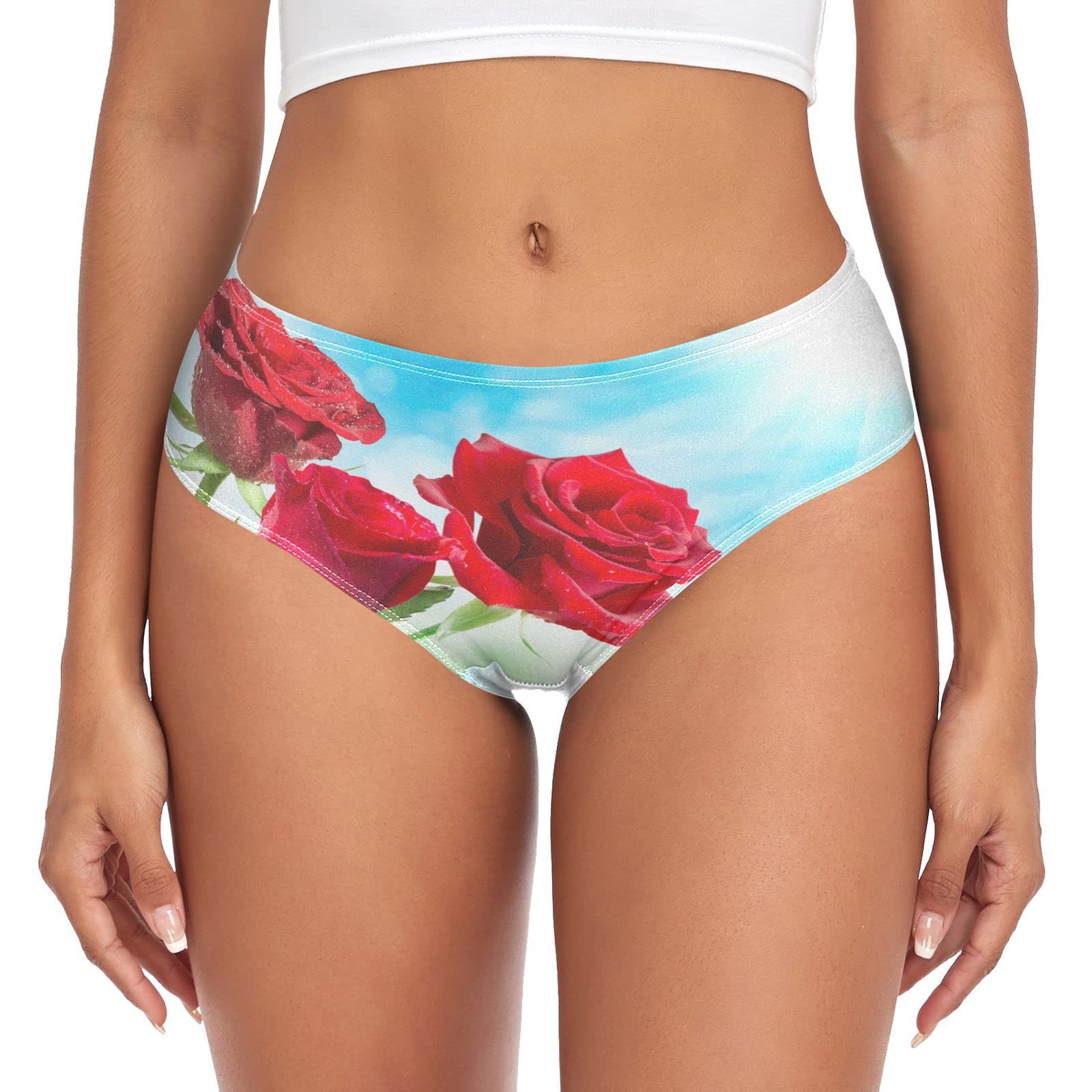 Linomo Womens Underwear Flower Rose Briefs Hipster Panties for Women Girls