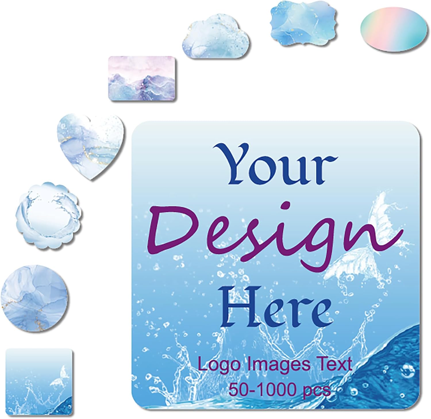 50-1000pcs Custom Stickers Personalized Labels for Business Logo Custom Vinyl Waterproof Sticker(6inx4in Rectangle)