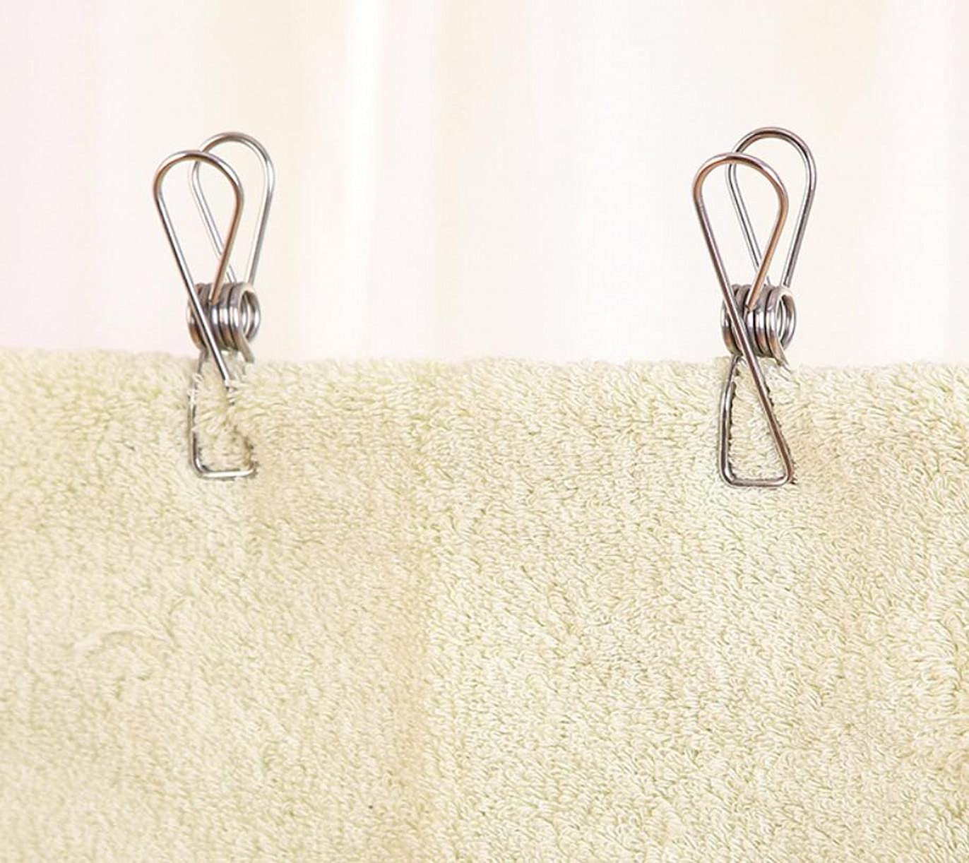 Pinzas de acero inoxidable, clips de resorte de metal, clips universales para colgar en oficinas, cocinas y baños, 5 cm, paquete de 100