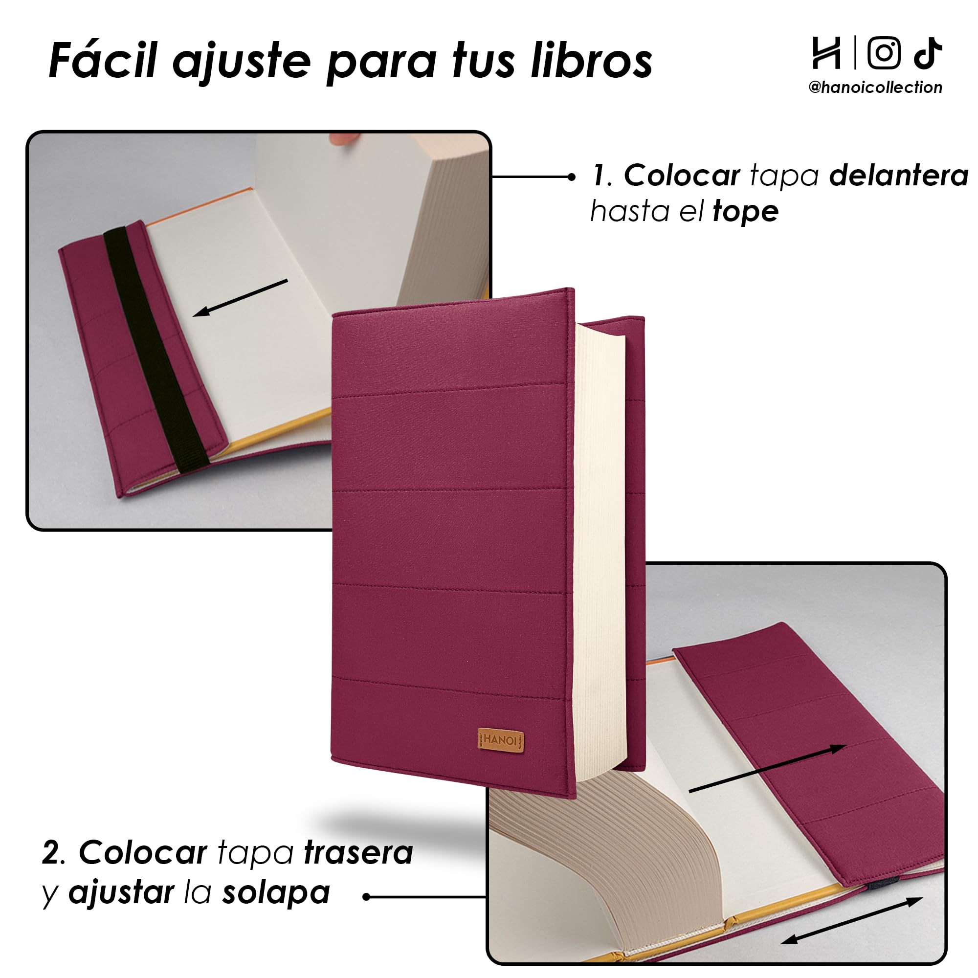 Funda para libros de lectura ajustable acolchada. Funda de libro acolchada grande. Funda libro, Cubierta para libros, Funda para tapa de libros (Buganvilla, Pequeño)