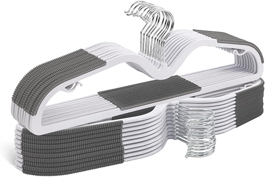 Short Neck Plastic Hangers 20 Pack, Space Saving Non-Slip Clothes Hangers