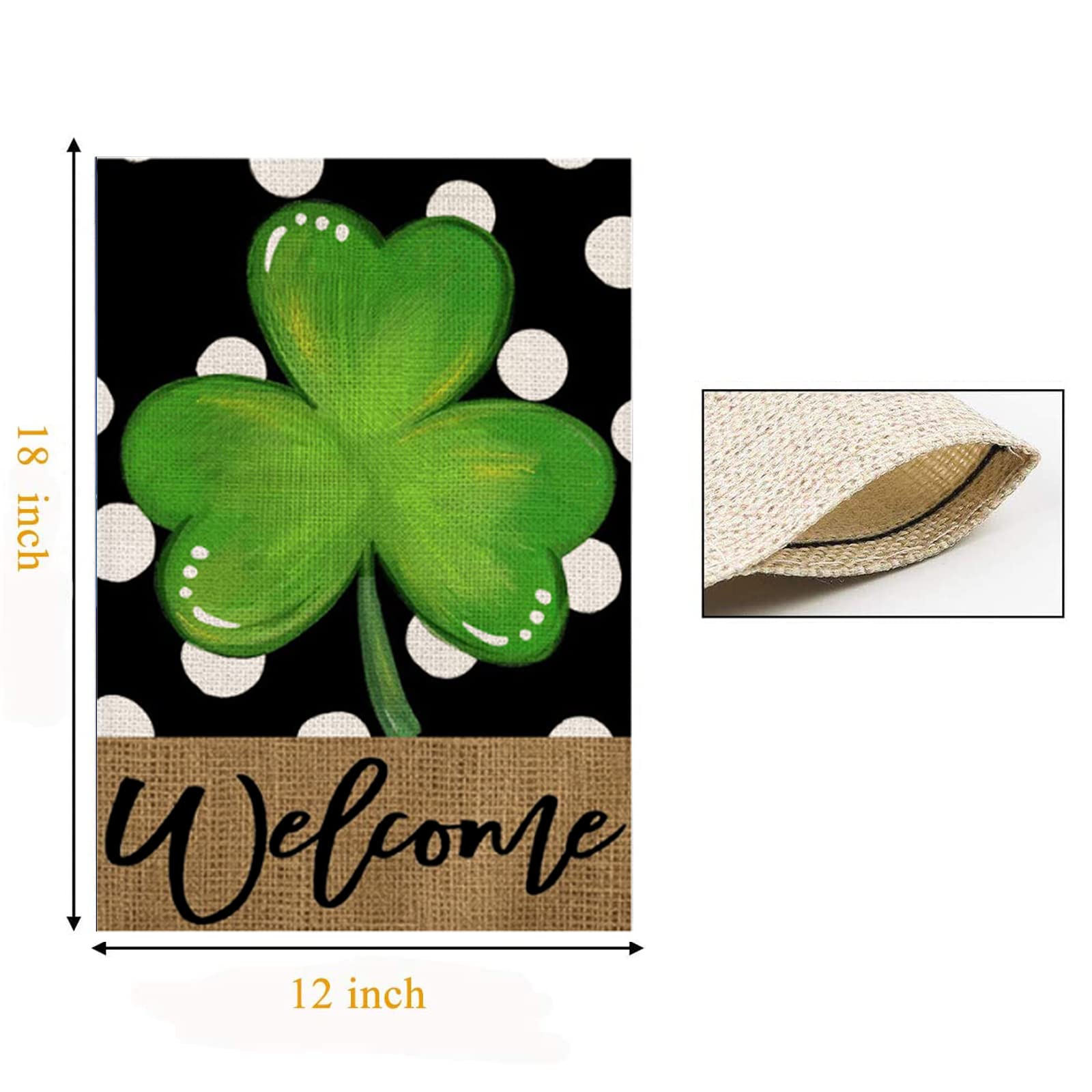 St. Patrick’s Day Gartenflagge – 30,5x45,7 Cm, Doppelseitig Mit Kleeblatt – Aus Wetterfestem Sackleinen Für Draußen