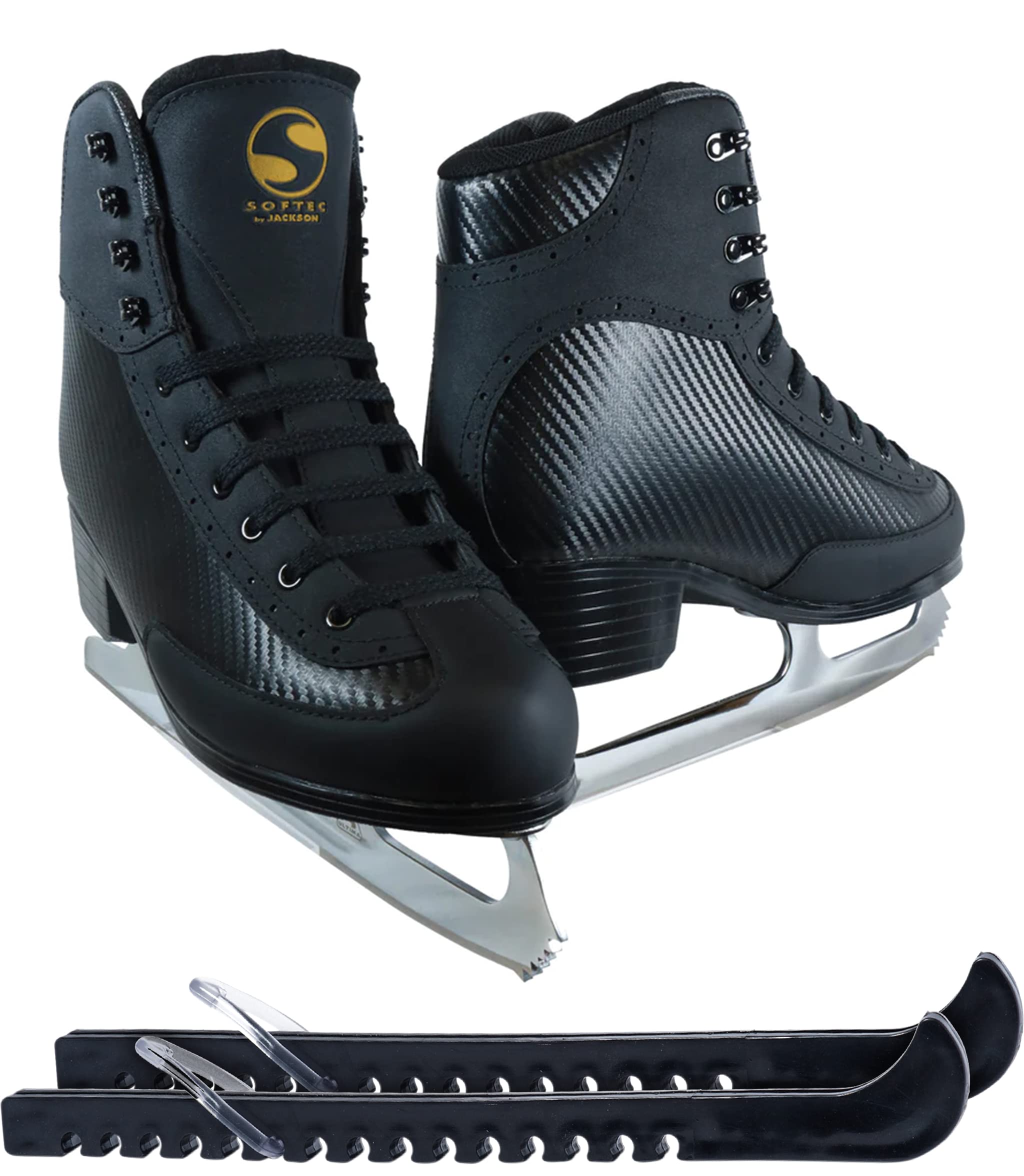 Jackson Ultima Softec Elite/Nova Figure Ice Skates for Men/Boys with Mark-II Blades Bundle with Skate Guards, Just Launched 2023