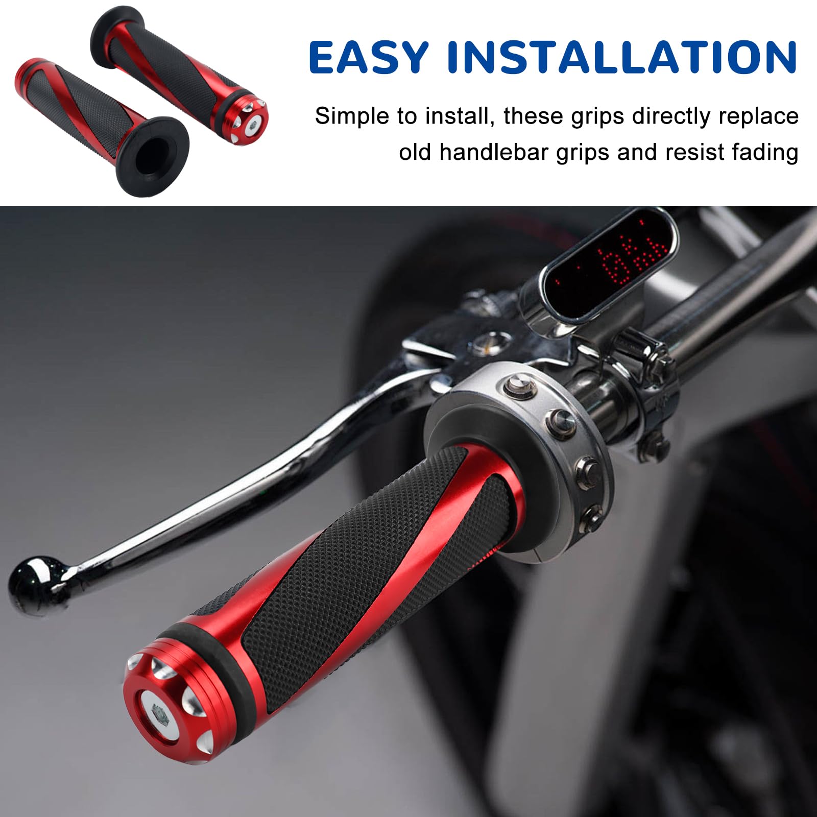 2PCS Motorcycle Handlebar Grips,22mm/24mm Motorbike Handlebar Rubber Grips,Non-slip Motorcycle Handle Bar Hand Grips,Bike Grips,Throttle Grip for Motocross Dirt Pit Bike Motorbike Grips — view 6