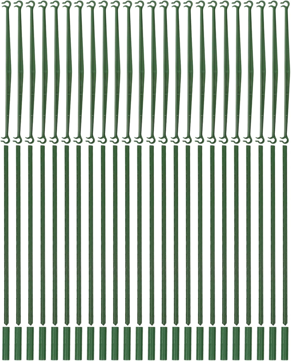 Veemoon 3 Sets Tomato Plant Trellis Climbing Support for Indoor and Outdoor Garden, Triangular Frame with 27 Rods, 27 Connecting Bars, 18 Connectors, Multi-use Plant Stand for Potted