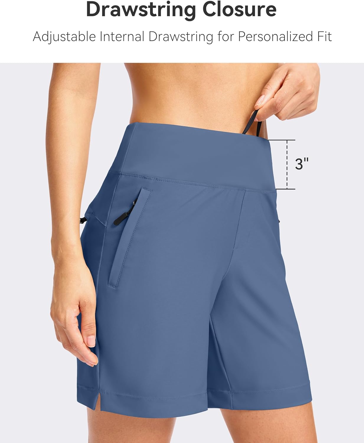 SANTINY Women's 5''/ 7''Hiking Shorts with 3 Zipper Pockets Lightweight Quick Dry Golf Shorts for Women Athletic Walking - Image 5