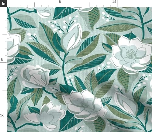 Miniatura 7 de Spoonflower Tela  Flores de boda de magnolia floral boho hojas bohemias blancas rústicas impresas en tela polar Polartec(R) Fat Quarter  Mantas de