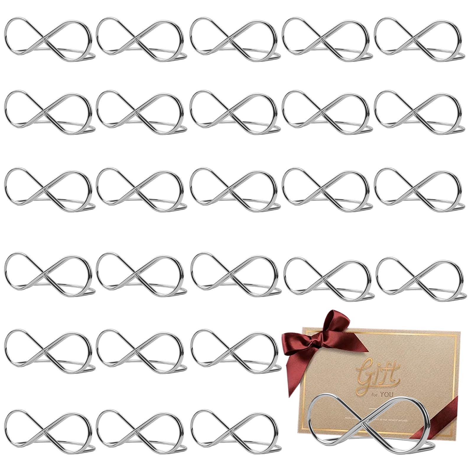 Pasdrucn 20pcs Table Number Holders, Metal Place Card Stands, Gold Wedding Table Numbers, Menu Holders for Tables, Photo Holders for Tables, Table Name Holders, Name Place Cards (Silver)