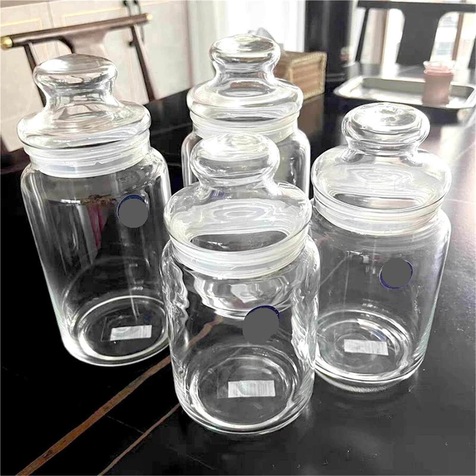 Tarro de almacenamiento para cocina, Tarro de vidrio for almacenamiento alimentos, 2 uds., con tapa, 500-1000ml, for frutos secos, galletas, té y café(750ml)