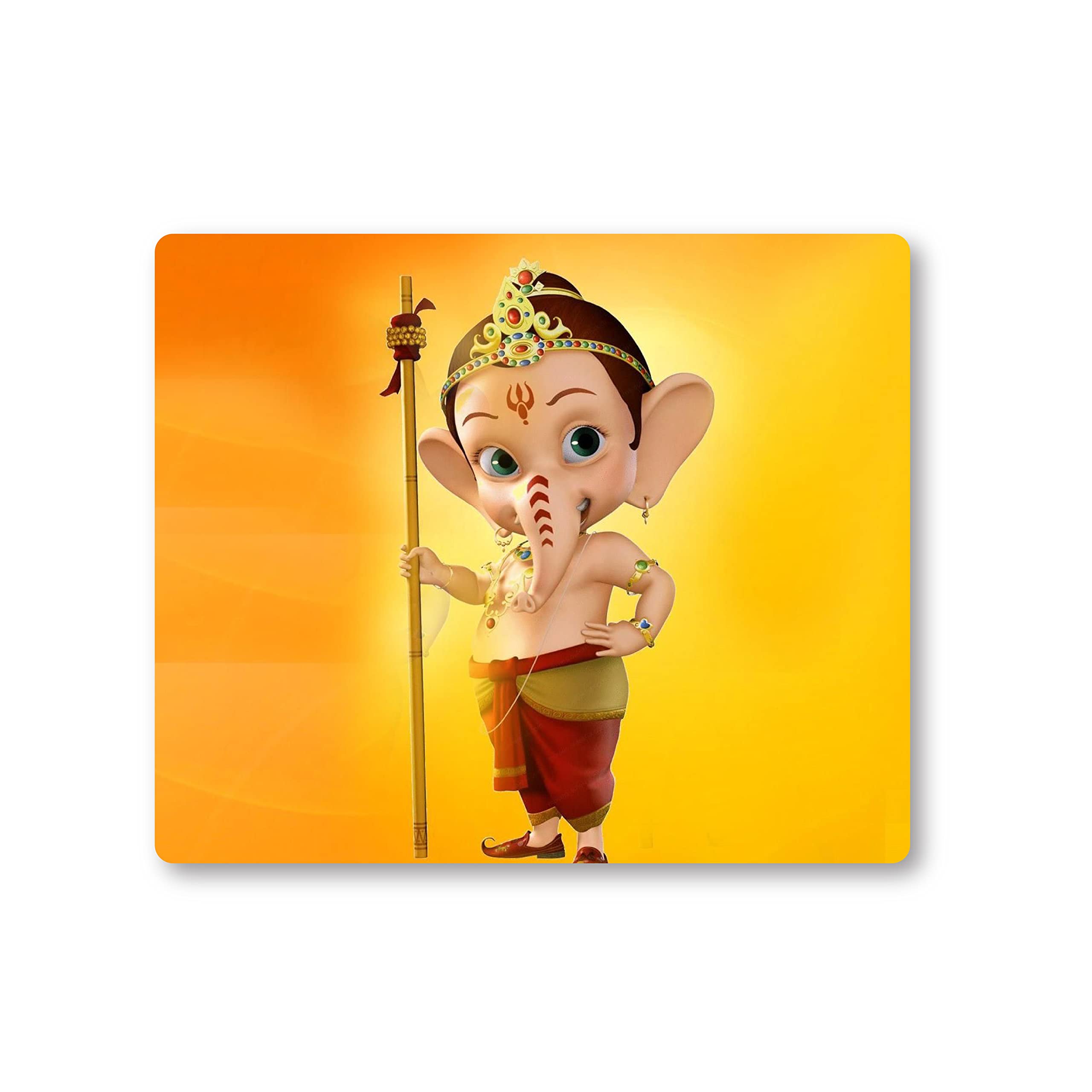 woopme Printed Mouse Pad Lord Little Ganesha for Office Gaming Professional Laptop PC Computer Rectangle Rubber Base Mousepad (24 x 24 CMS)