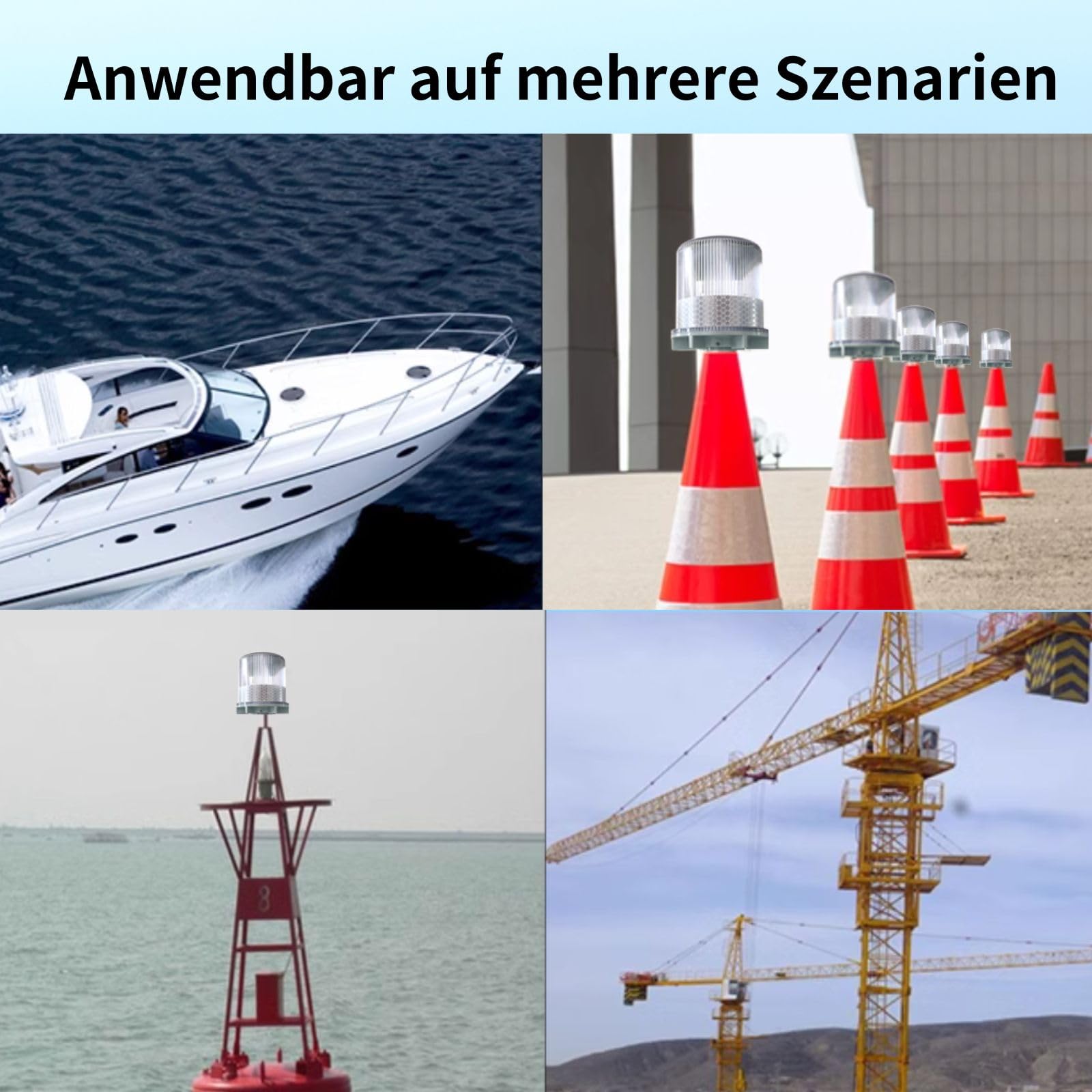 Cloud Fire Solare Navigationslicht für Boote， Ankerlicht Boot 3 Beleuchtungsmodi, 360°Signalleuchten IP65 Wasserdichtes Design für SegelschiffStra、ßEnwarnung、Industriefahrzeug 、Angeln Weißes Licht