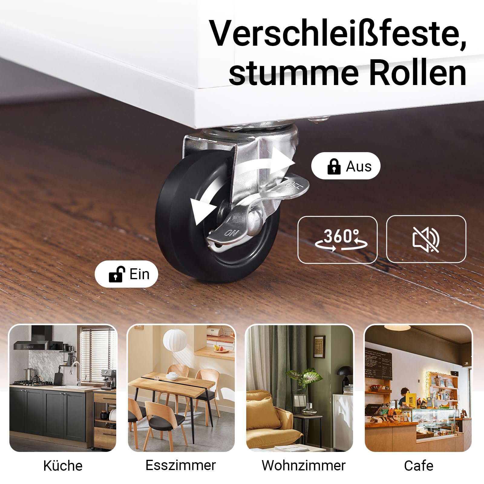 SoBuy Servierwagen mit Rollen Küchenwagen mit Arbeitsplatte Rollwagen Küche Beistellwagen Regal Küche weiß-Natur BHT ca. 68x90x46cm FKW102-WN
