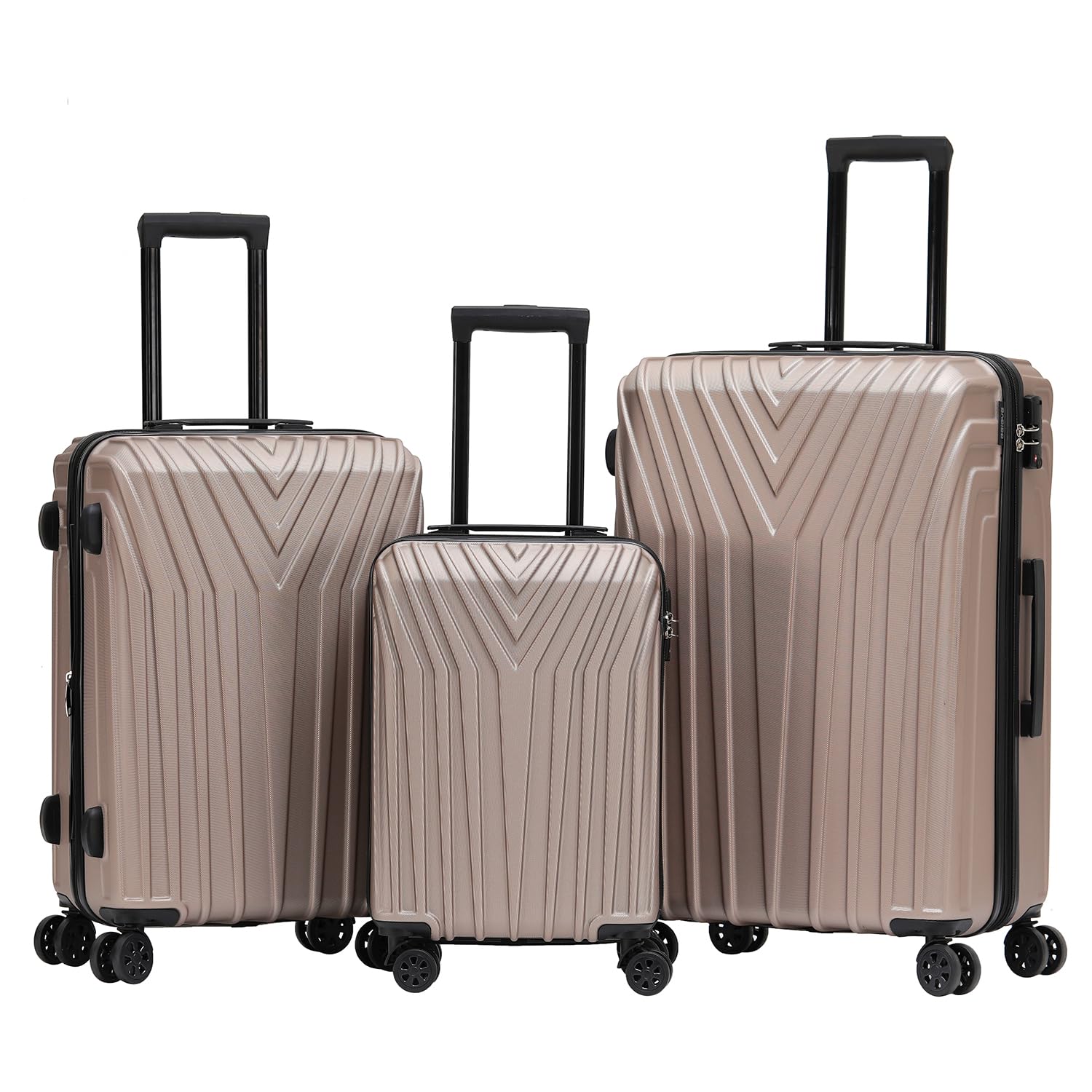BEIBYE 3-teiliges Kofferset Hartschale, Reisekoffer mit TSA-Schloss, 4 Zwillingsrollen und Teleskopgriff, Erweiterbar bei Größe XL und L (M ohne Erweiterung), Trolley Koffer Set