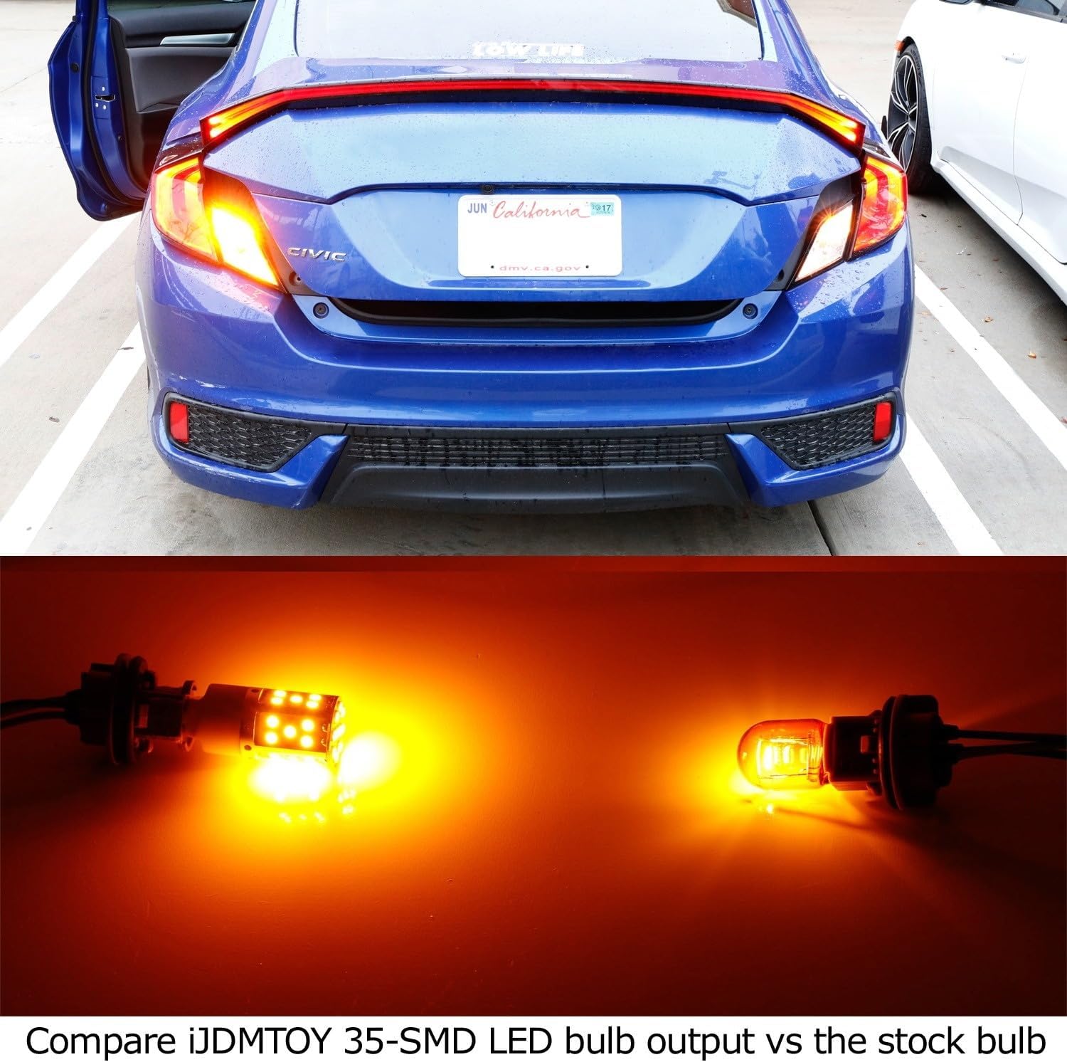 iJDMTOY No Resistor, No Hyper Flash 21W High Power Amber 7507 PY21W Replacement Bulbs Compatible With Car Front or Rear Turn Signal Lights
