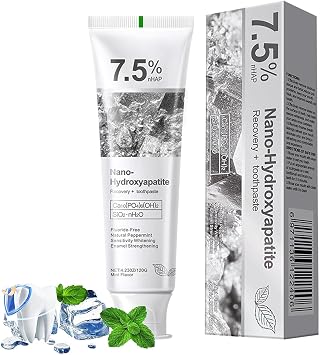 Nano-Hydroxyapatite Recovery Toothpaste 7.5, Gentle and Effective Formula,Fluoride-Free Toothpaste for Sensitive Teeth Best,Natural Peppermint Whitening Oral Care 1 Pack