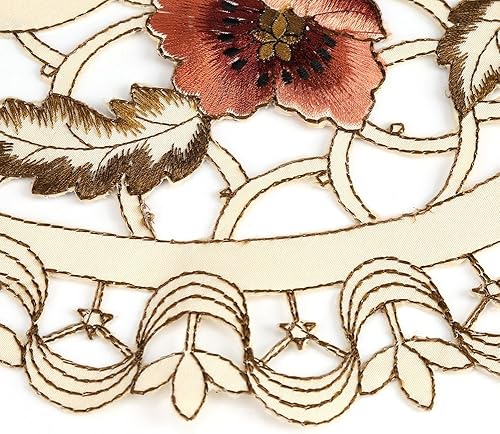 Miniatura 6 de Camino de mesa, diseño floral bordado de flores, mantel de poliéster para despedida de soltera, decoración de fiesta de boda (ovalado)