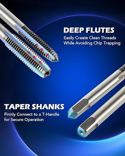 Vista 6 de Orion Motor Tech Juego de roscas y troqueles M3, M4, M5, M6, M7, M8, M10, M12 y Juego de troqueles Kits de reparación de roscas para roscar