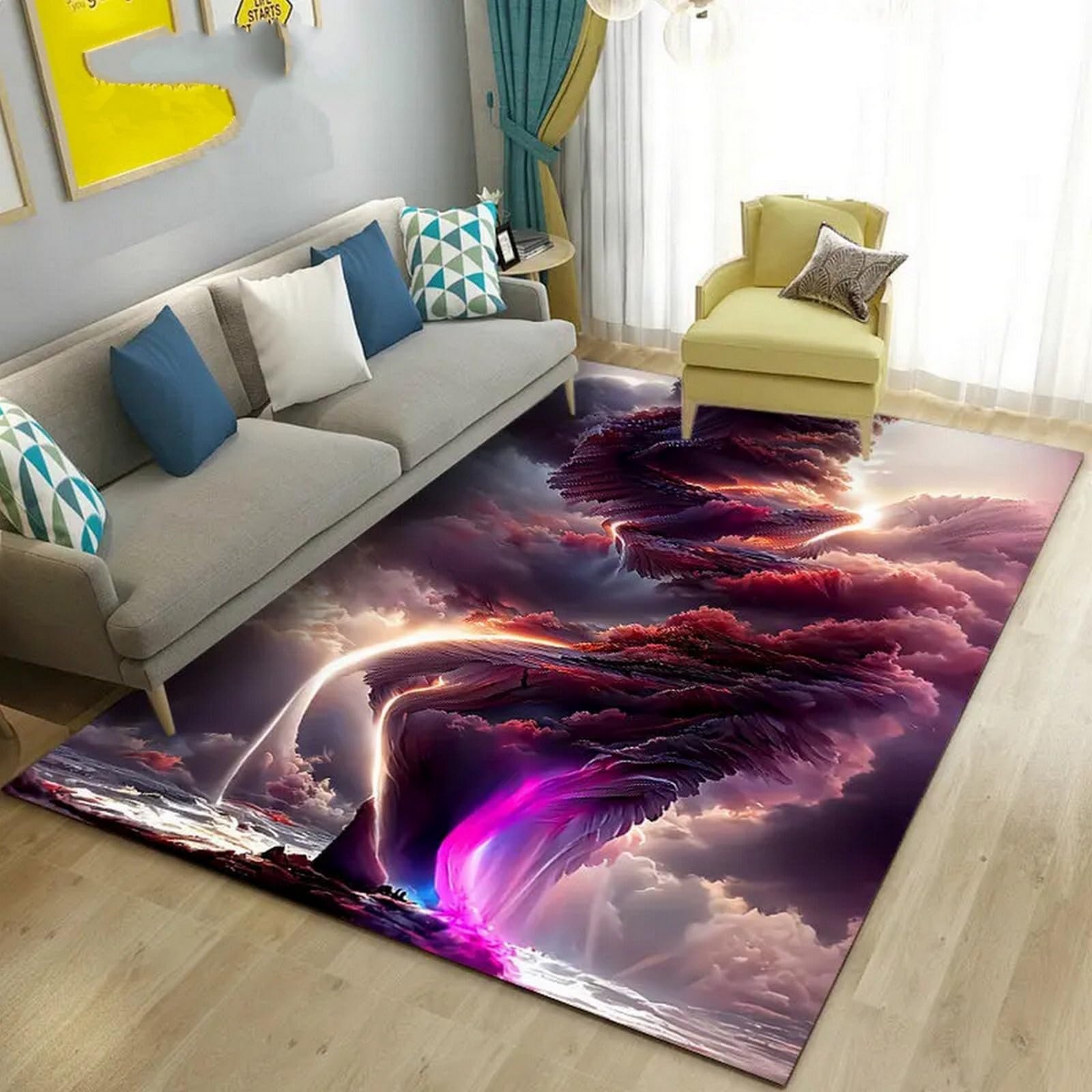 Tapis nuages sombres 3D pour décorer la chambre de garçon ou salon