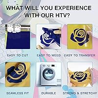 Vista 3 de HTVRONT Rollos de Vinilo HTV de Transferencia de Calor - Vinilo HTV Azul de 12" x 8 pies para Camisas, Vinilo para Planchar para Todas las Máquinas