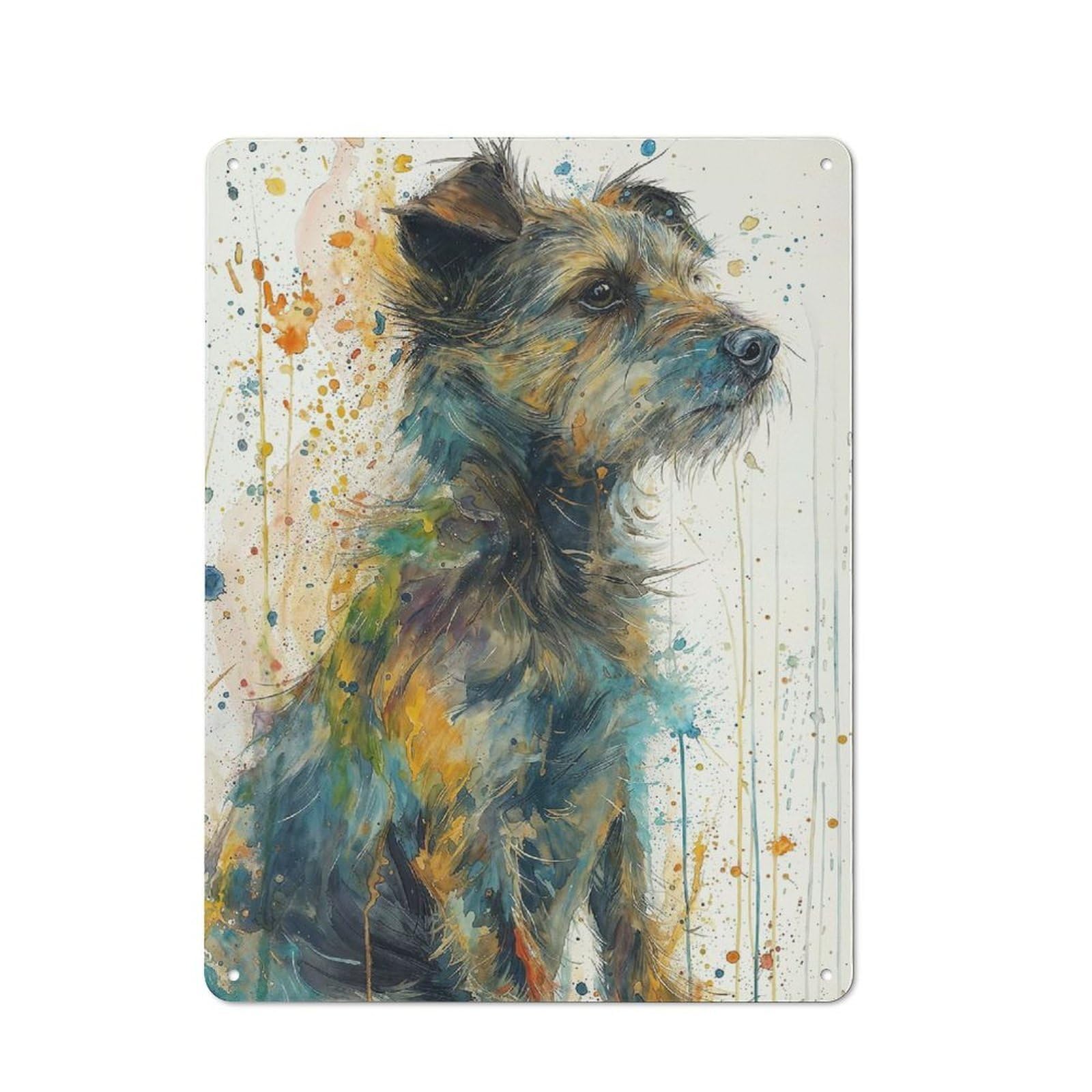 Junmoney Vibrant Canine Muse Decorative Metal Wall Decor 40X30cm, Vintage Metal Sign For Hallway, Home Bar, Garage Or Study