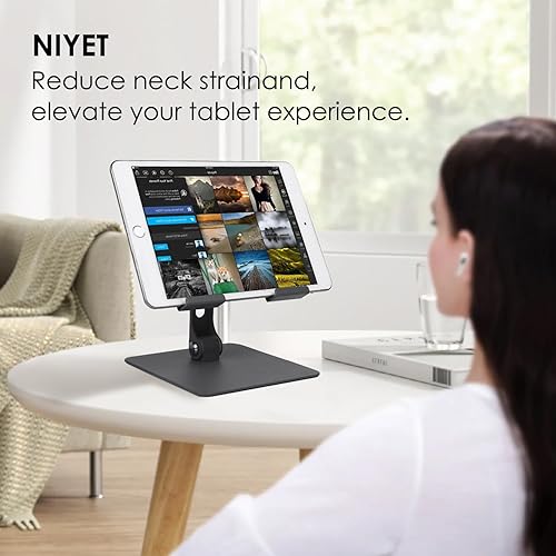 Miniatura 2 de Tablet Stand for Desk, Adjustable and Stable Tablet Holder, Multi-Angle Foldable, Universal Compatibility for 4-13.3 Inches Tablets (Dark Gray)