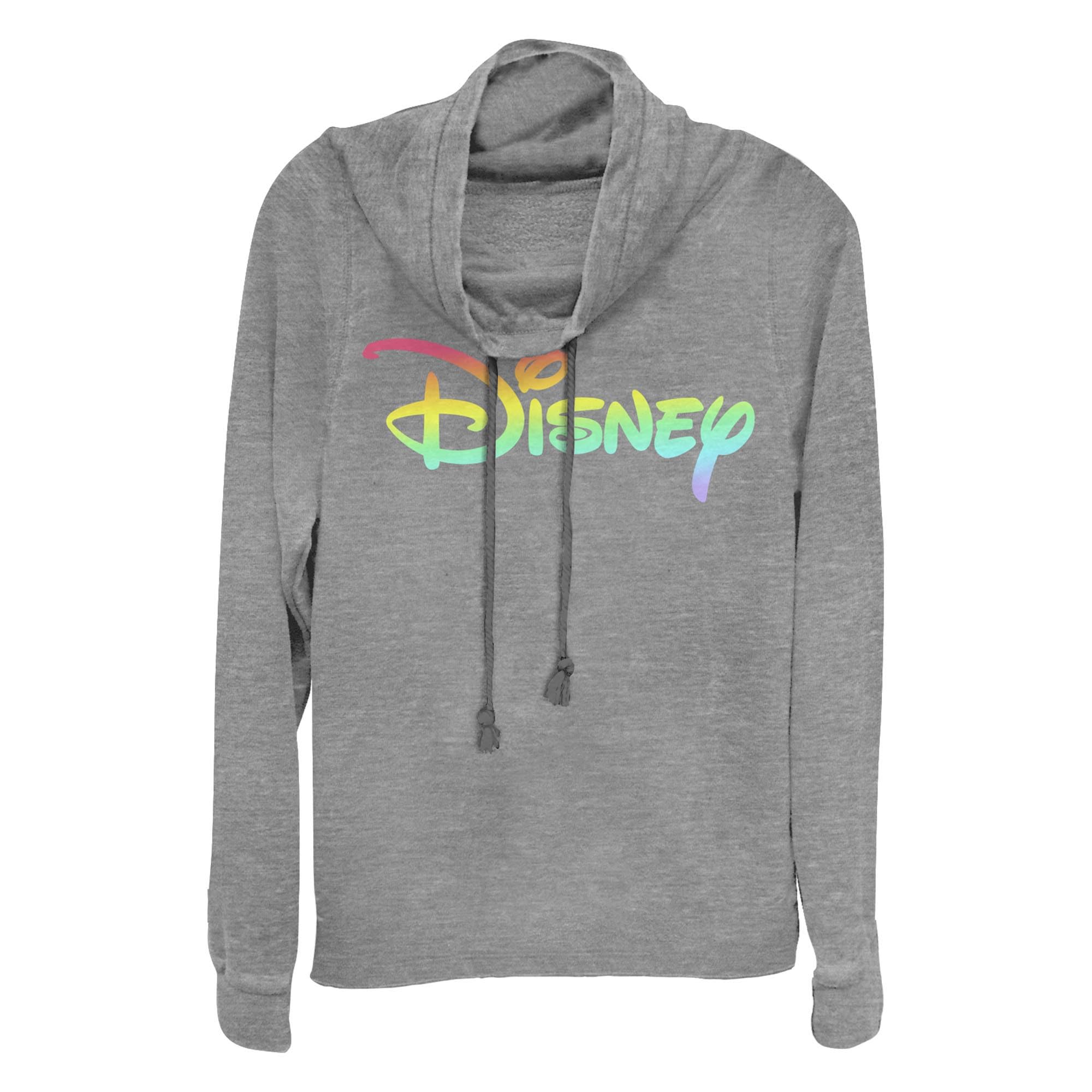 Disney Logo Rainbow Fill Women's Cowl Neck Long Sleeve Knit Top
