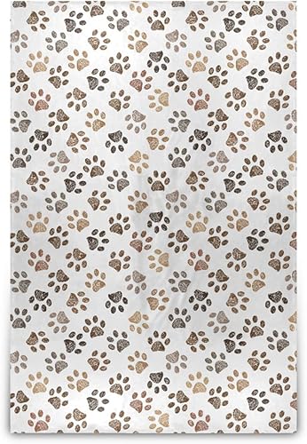 KLL Cute Paws Print Brown Blankets & Throws Fall Sofa Throw Blanket Cozy Comfy Throws 60"x90" for Sofa, Couch, Car Lightweight Bed Blanket