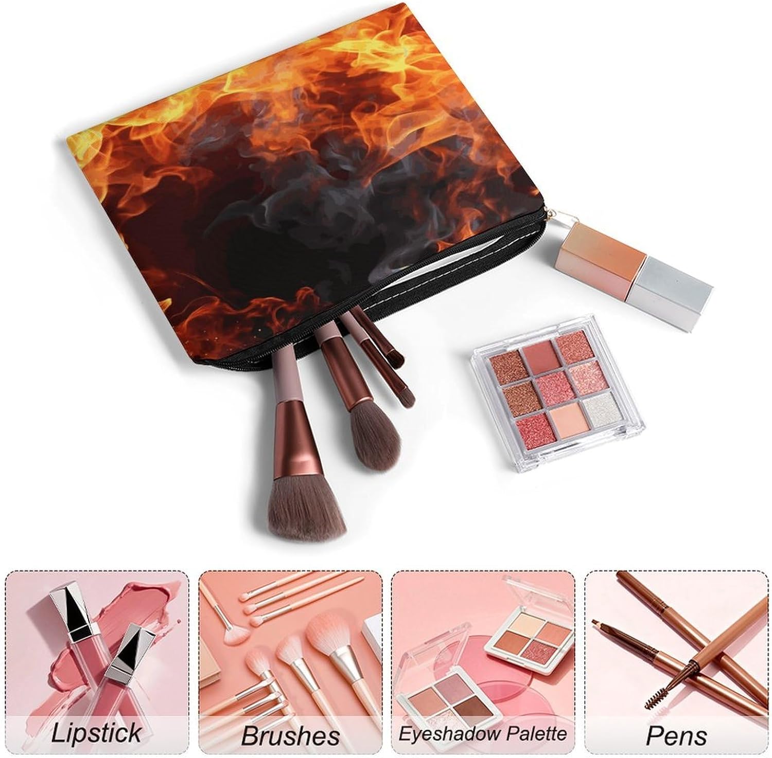 Fire Flame Smoke Makeup Bag Toiletry Bag Cosmetic Bag image 3