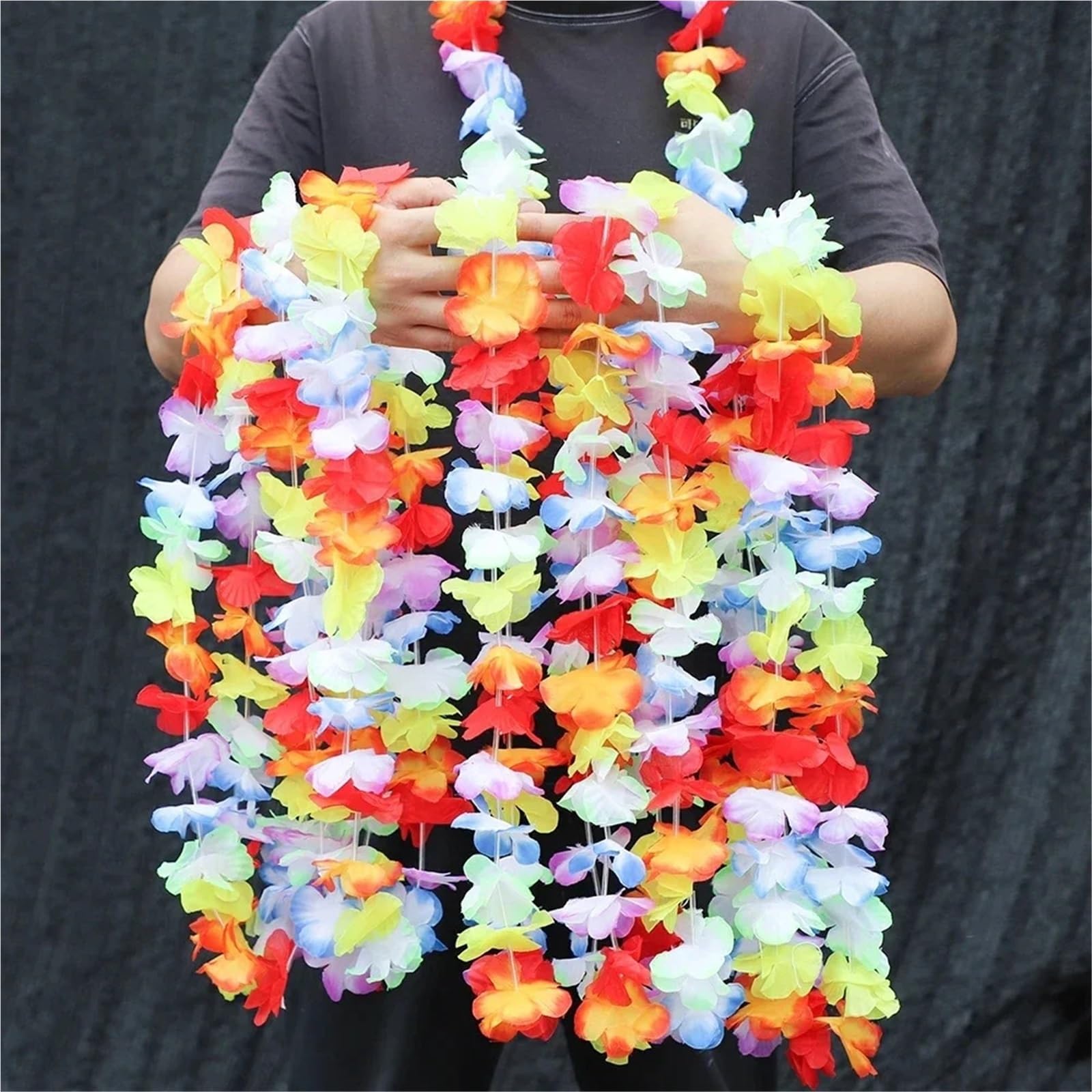 Hawaiianische Girlande, 20 Stück mehrfarbige hawaiianische Kunstblumen-Lei-Girlanden for Party, Hochzeit, Stranddekoration