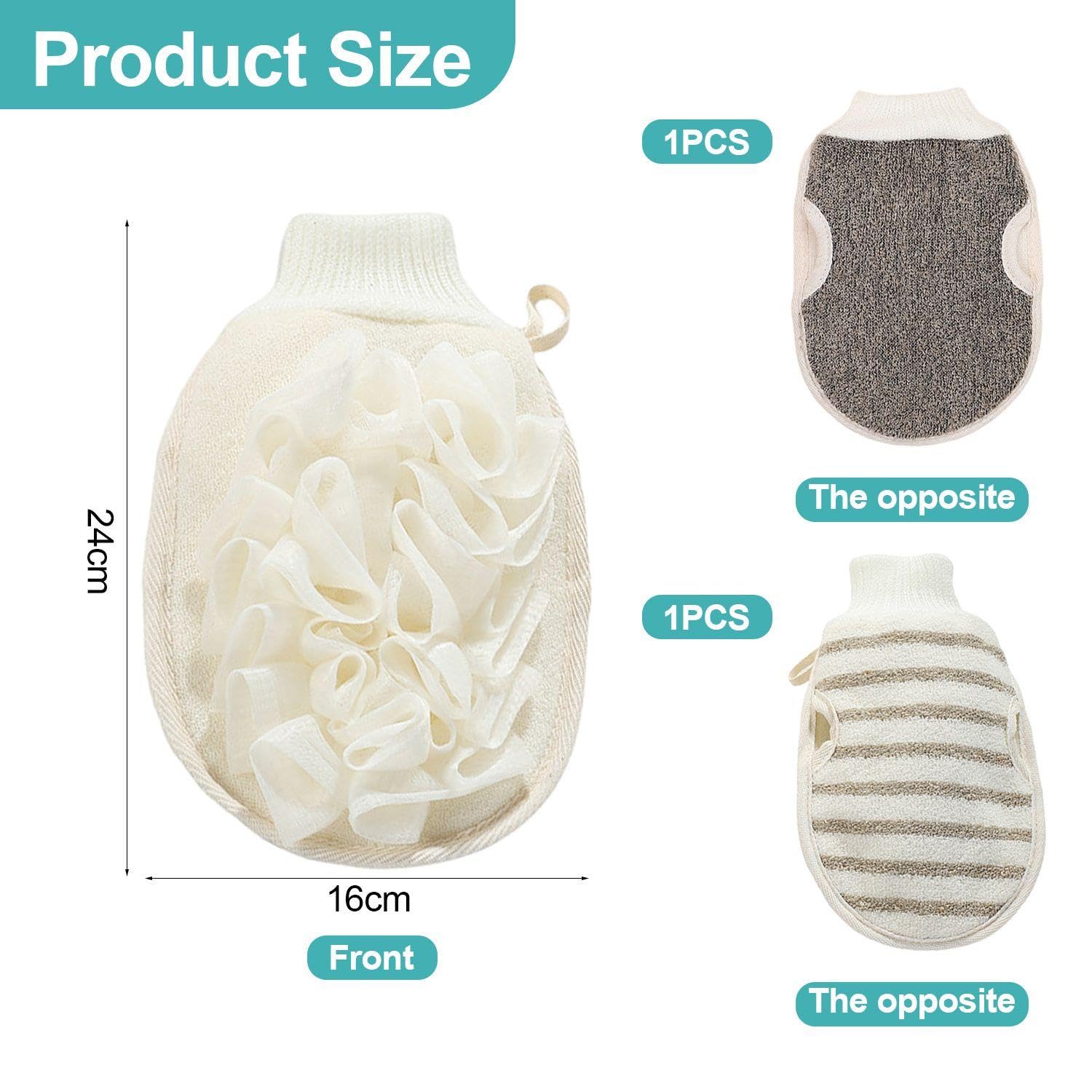 2 Pieces Of Double-Sided Shower Gloves, Bathing Exfoliation Gloves, Skin Cleaning Gloves, Universal Men And Women - Image 2