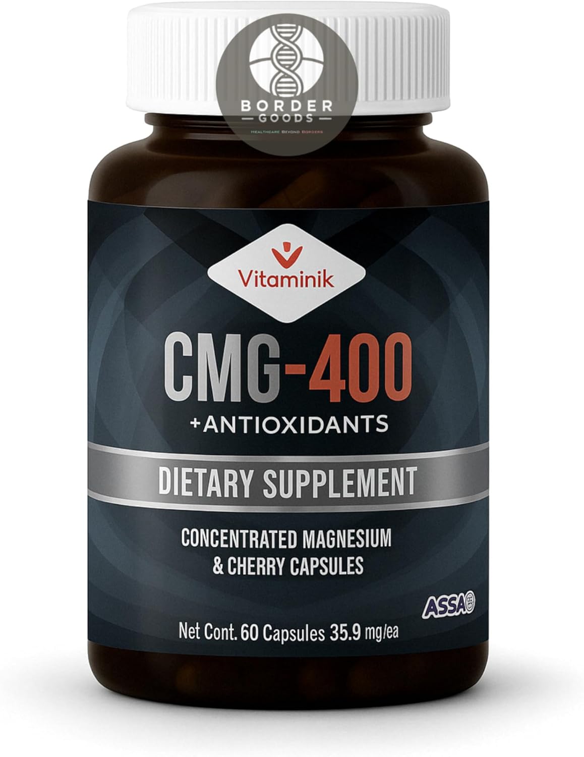 Vitaminik CMG-400 + Antioxidants | Magnesium Citrate with Cherry Powder | 60 Capsules | 1 Month Supply | Daily Dietary Supplement | Similares