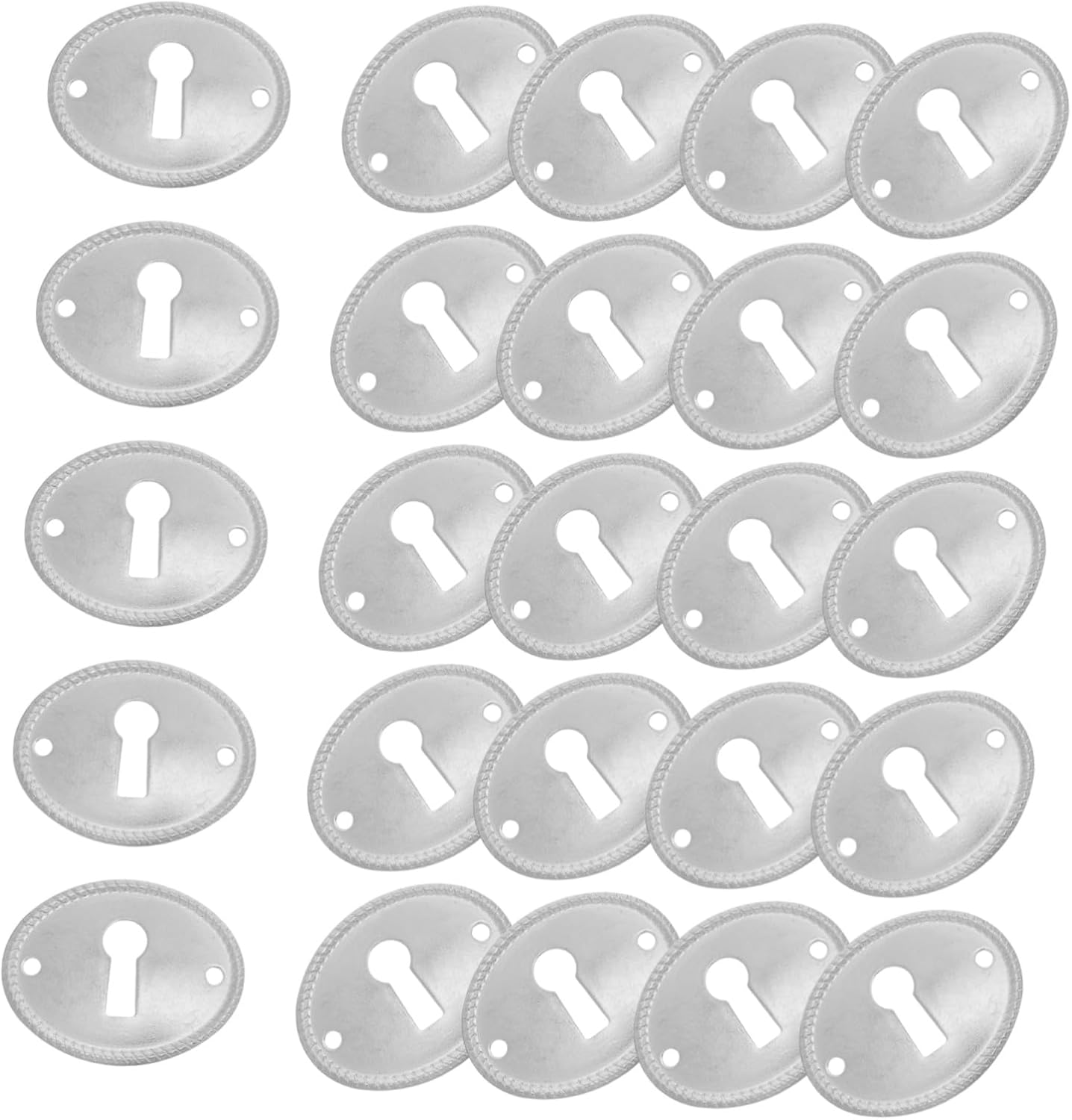 WOONEKY 25pcs Oval Decorative Keyhole Cover Plate for Cabinet Doors and Drawers, Vintage Iron Replacement Part with Seamless Touch, Classic Design Hardware Accessory for Furniture