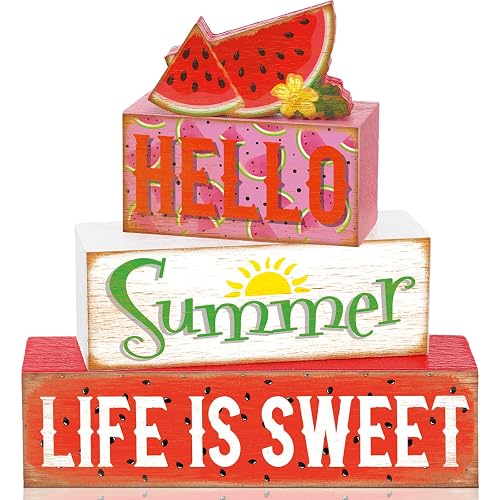 4 Pcs Watermelon Decoration Summer Tiered Tray Decor Life is