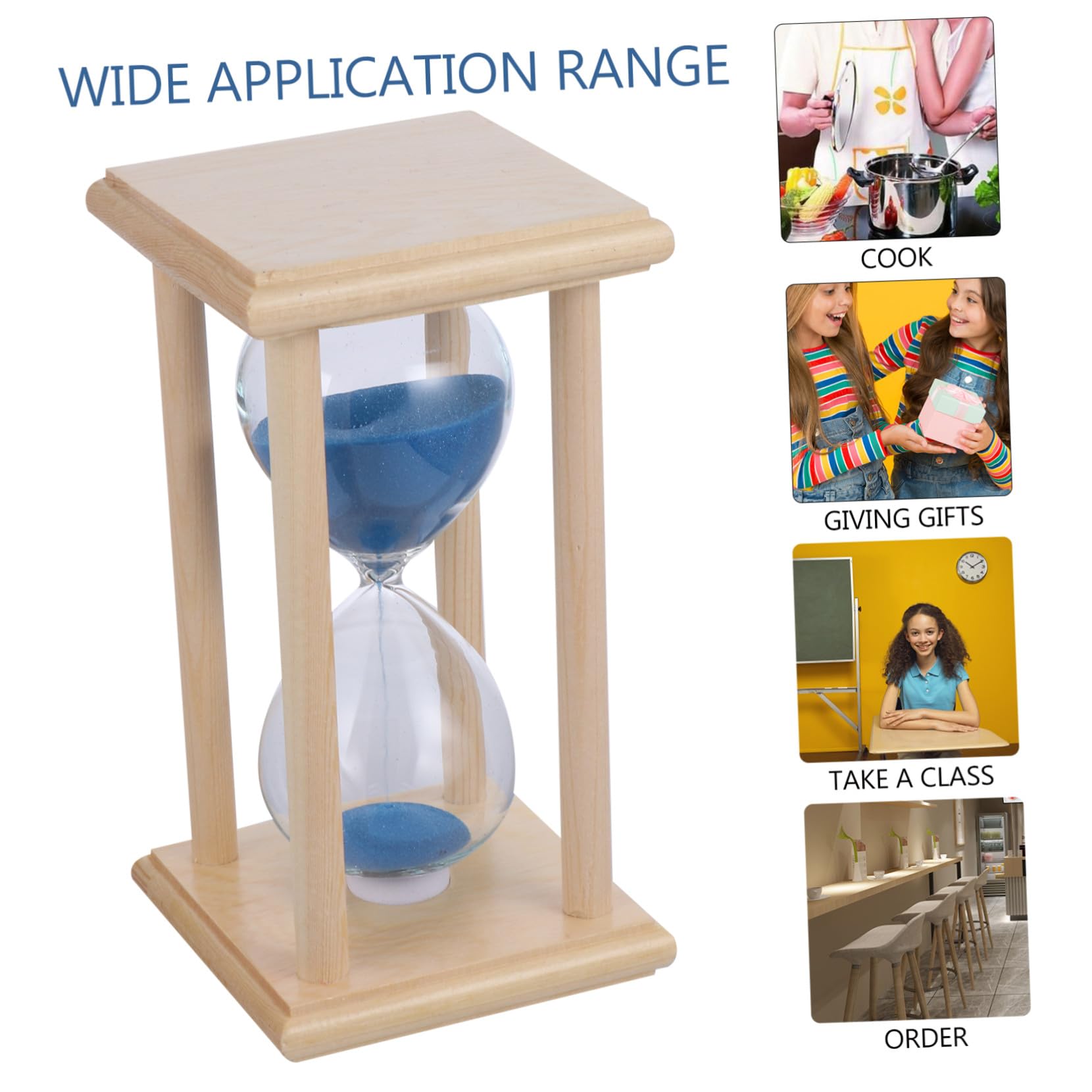 Reloj de Arena de Madera y Vidrio de 15 Minutos, Temporizador de Escritorio para Yoga, Adorno para Hogar y Obsequio de Año