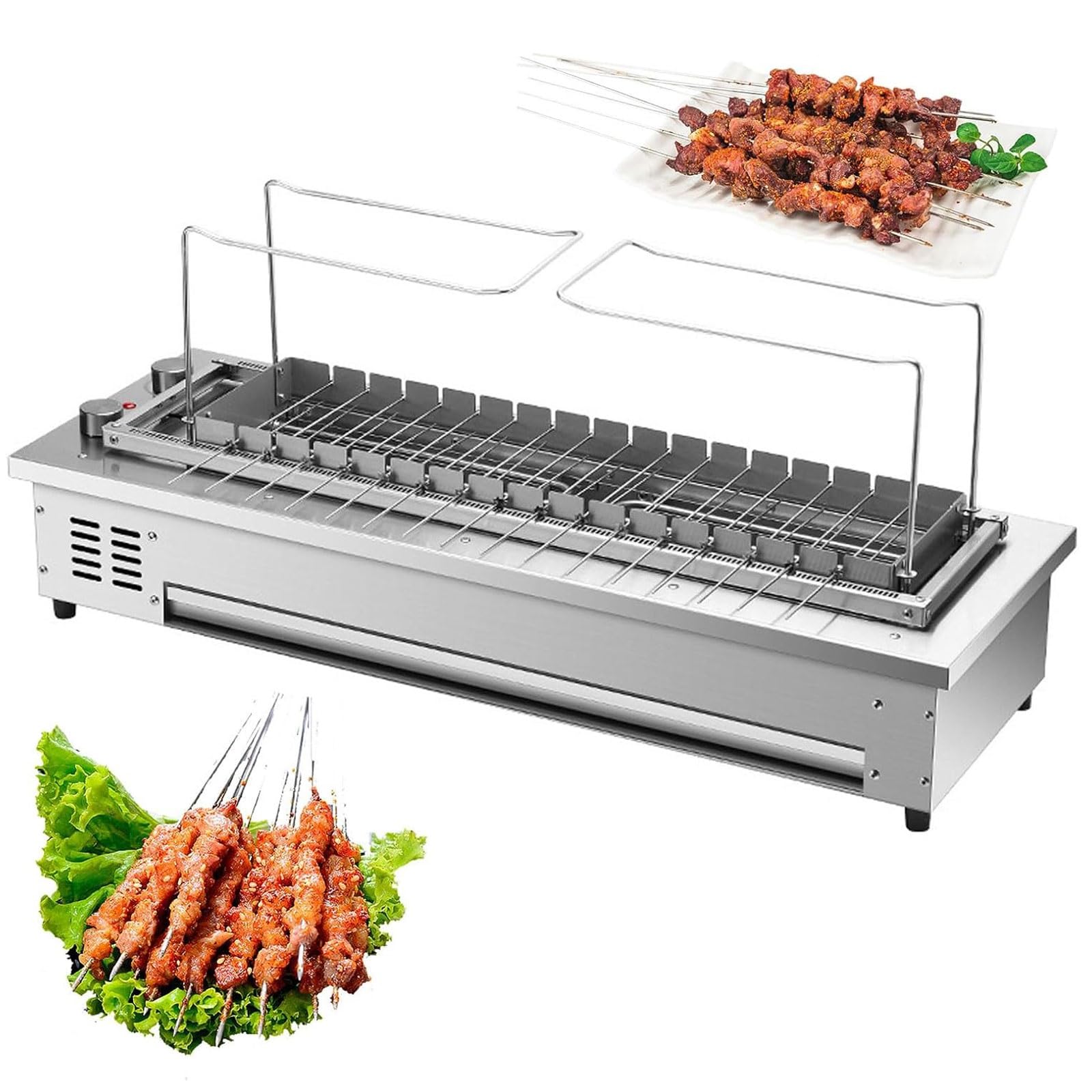 360 ° automatyczny elektryczny grill rotisserie, bezdymna komercyjna maszyna do smażenia z 16 szaszłymi, przenośna palarnia z kebabem na krytym zewnątrz