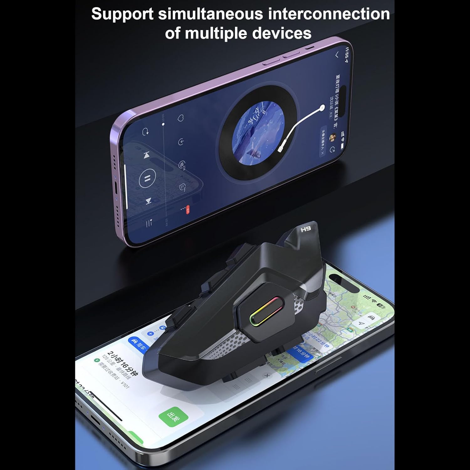 Docooler Motorcycle Helmet Bluetooth Headset, 2-Person Full Duplex Phone Call, 1000M/FM Radio/Universal Pairing/Music Sharing/CVC Noise Reduction, with BT5.1& IP65 Fit for Snowmobile/ATV, 1/2 Packs