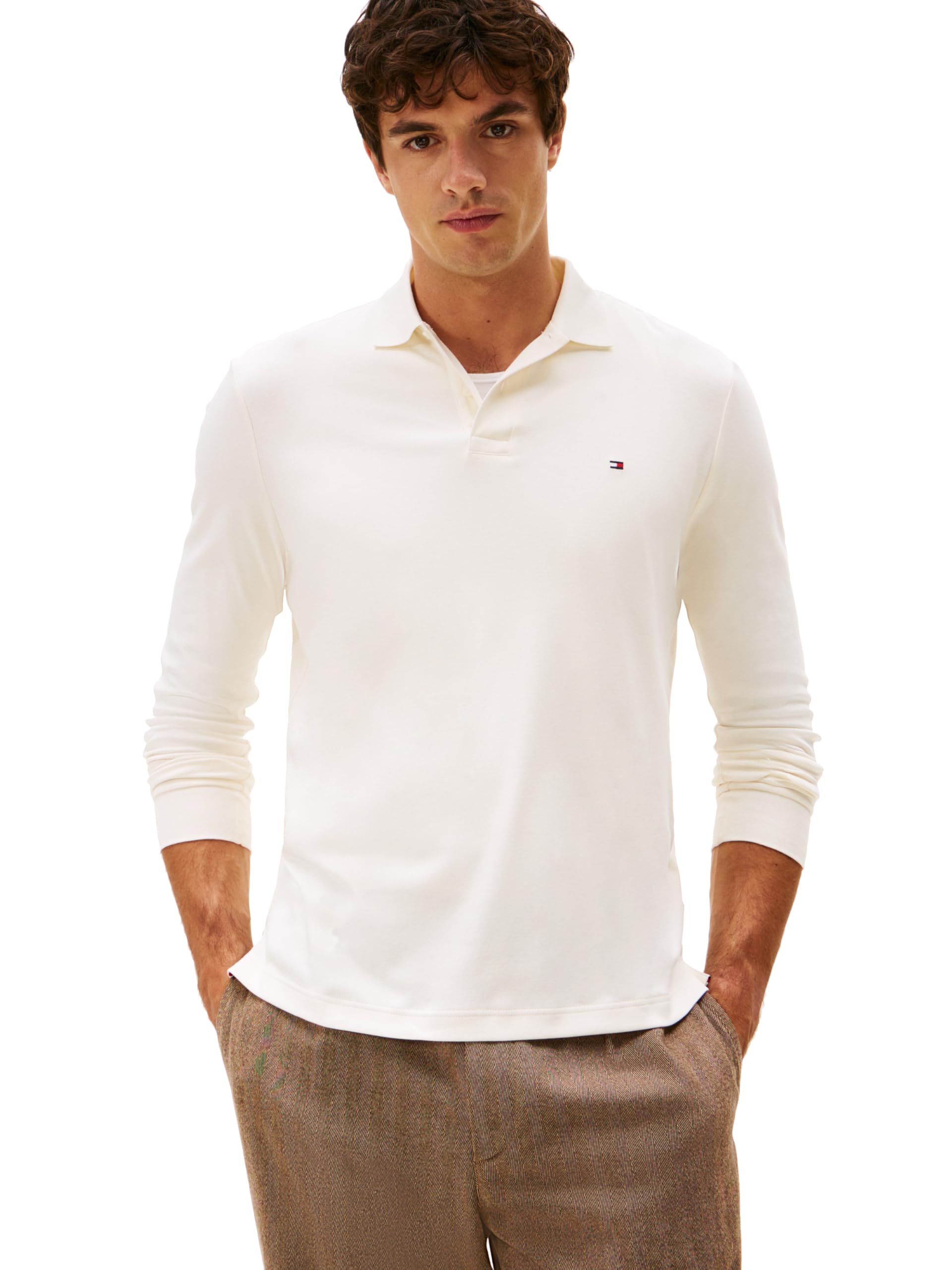 Tommy Hilfiger Polo de Manga Larga Hombre Liquid Cotton Regular Fit