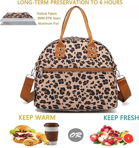 Miniatura 10 de FlowFly Bolsa de almuerzo aislada con correa para el hombro para mujeres, hombres y niños, grande y reutilizable, con asa, bolsa congelable para el